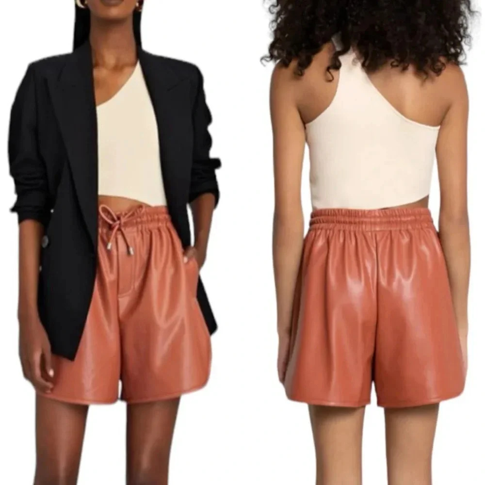 A.L.C. Ryder Vegan Faux Leather High Rise Short With Pockets Size Xs Nwt
